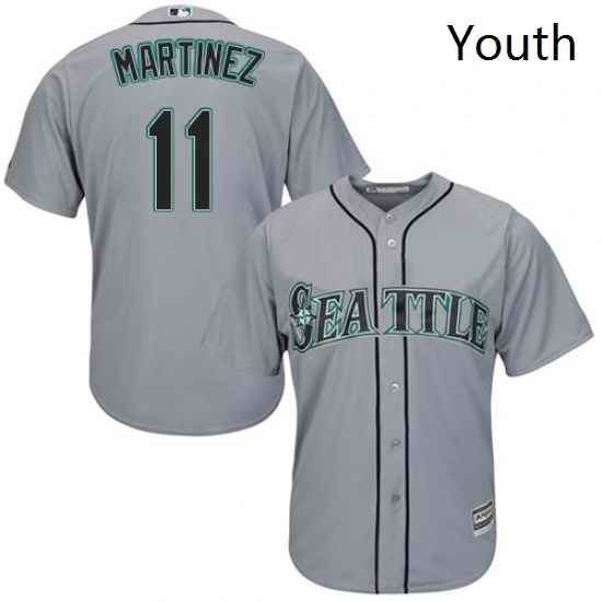 Youth Majestic Seattle Mariners 11 Edgar Martinez Replica Grey Road Cool Base MLB Jersey